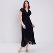 Robe longue &eacute;vas&eacute;e &agrave; volants noir femme