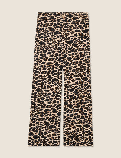 Pantalon large creme femme