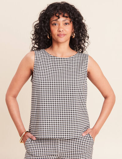 Blouse courte col bateau noir femme