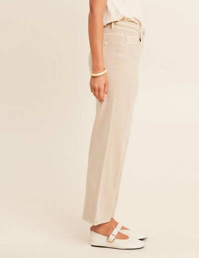 Jean large 7/8ème taille haute denim beige femme