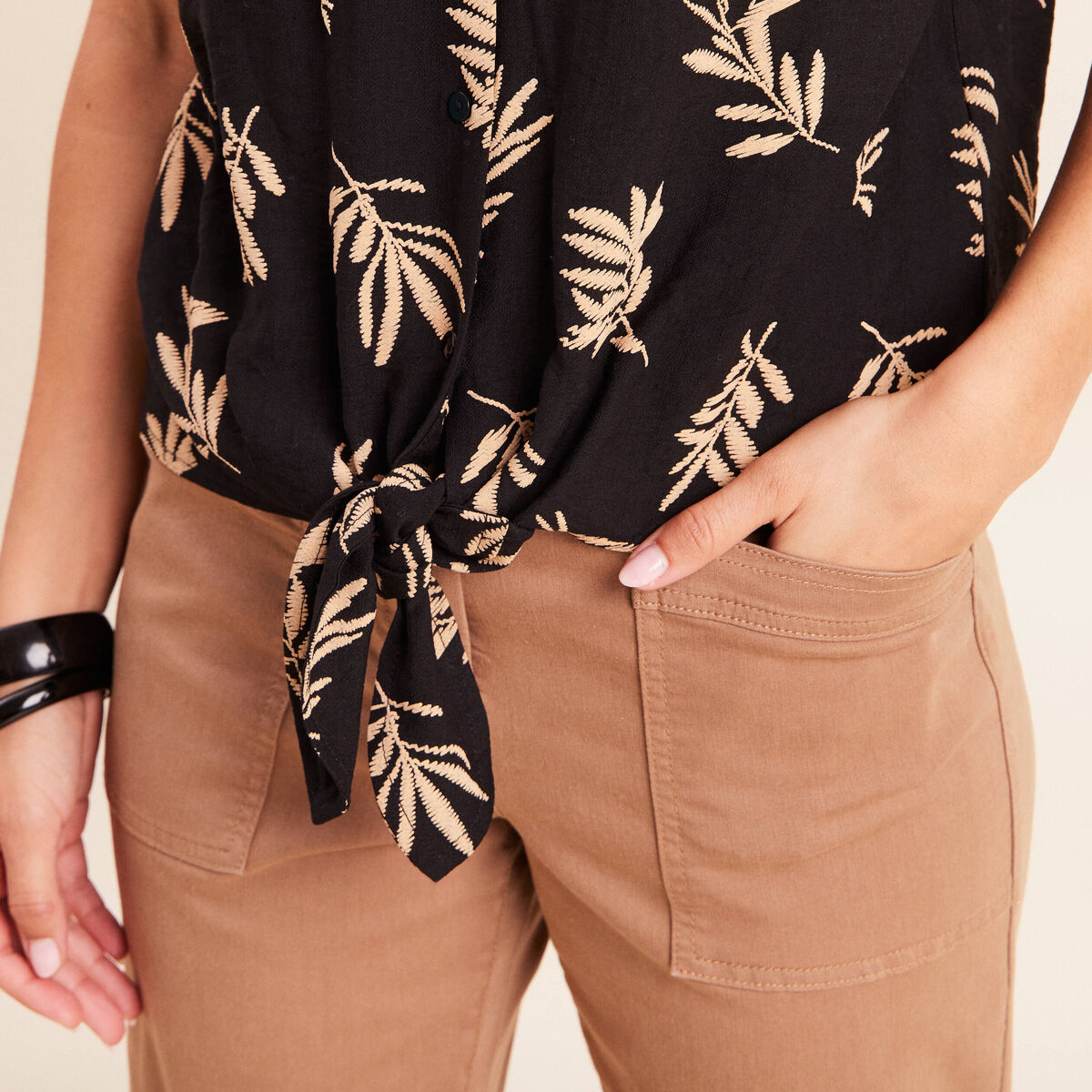 Chemise ample manches courtes noir femme