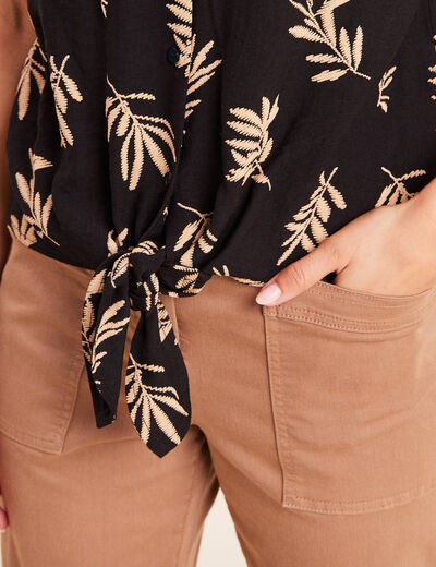 Chemise ample manches courtes noir femme