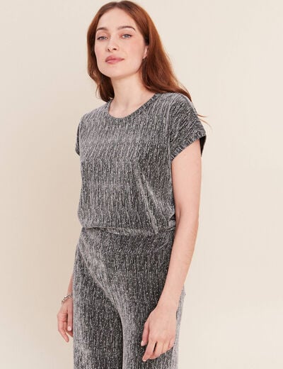 T-shirt manches courtes gris argent femme