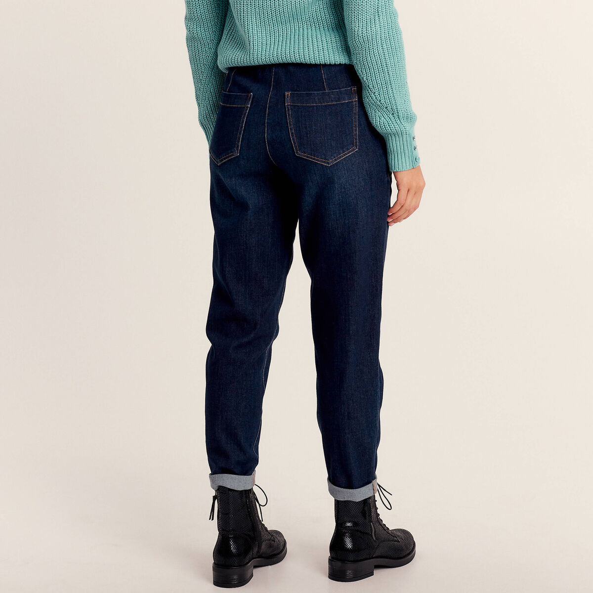 Jean large à coulisse denim brut femme