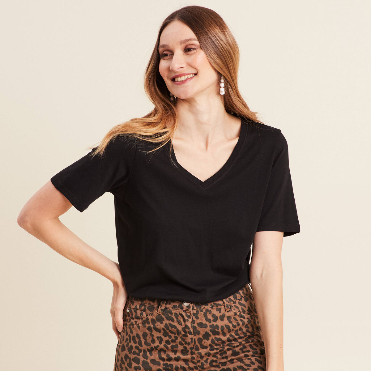 T-shirt manches courtes noir femme