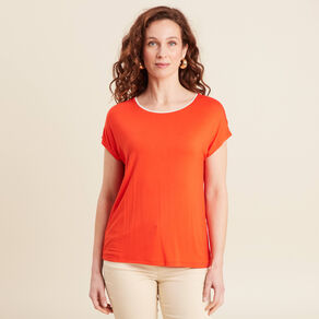t shirt manches courtes orange fonce femme T-shirt manches courtes orange foncé femme