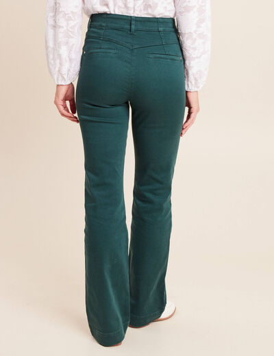 Pantalon coupe bootcut taille haute vert fonc&eacute; femme