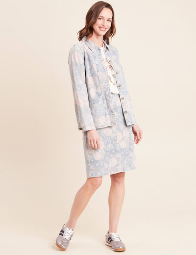 Veste longue droite manches longues rose femme