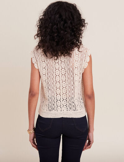 Débardeur macramé ecru femme