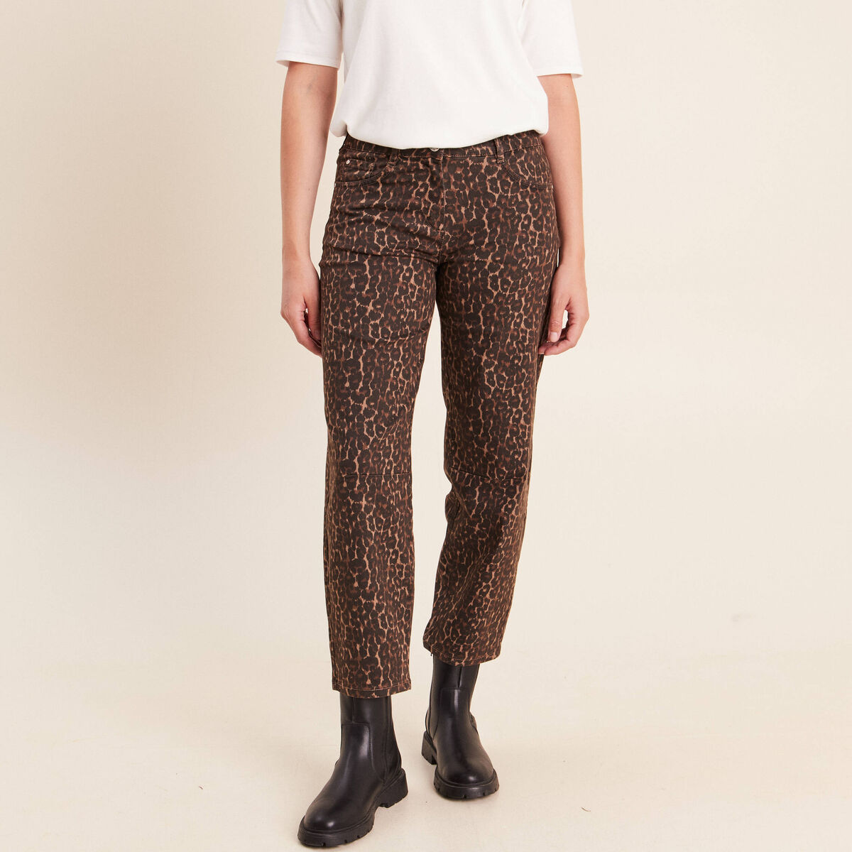 Pantalon magique Le L&eacute;ger coupe barrel marron cognac femme
