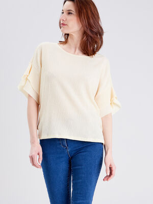 T shirt manches 34 ivoire femme
