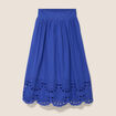 Jupe taille haute doubl&eacute;e avec broderie bleu fonc&eacute; femme