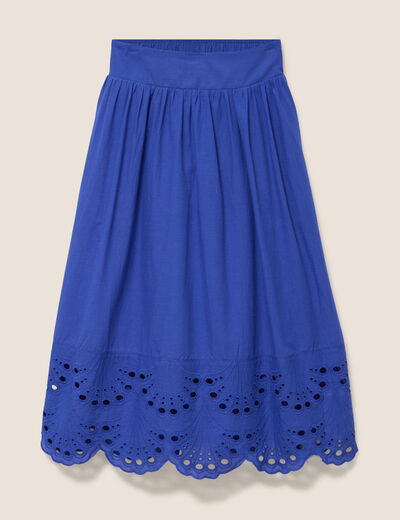 Jupe taille haute doubl&eacute;e avec broderie bleu fonc&eacute; femme