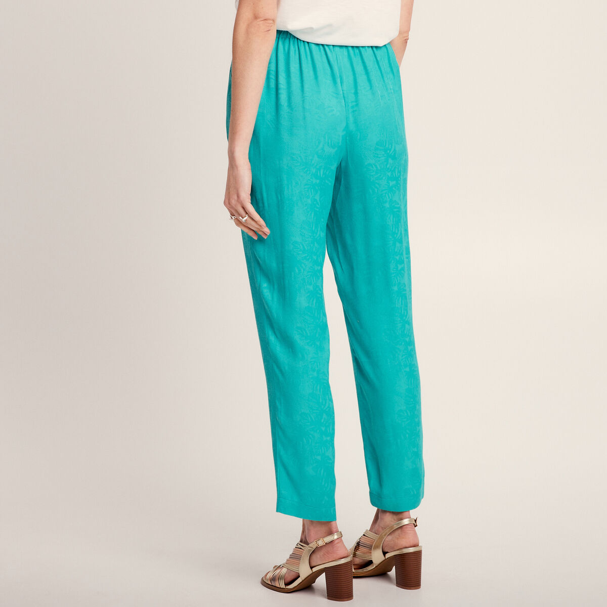 Pantalon flou fluide vert femme
