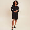 Robe courte &eacute;vas&eacute;e col v manches longues noir femme