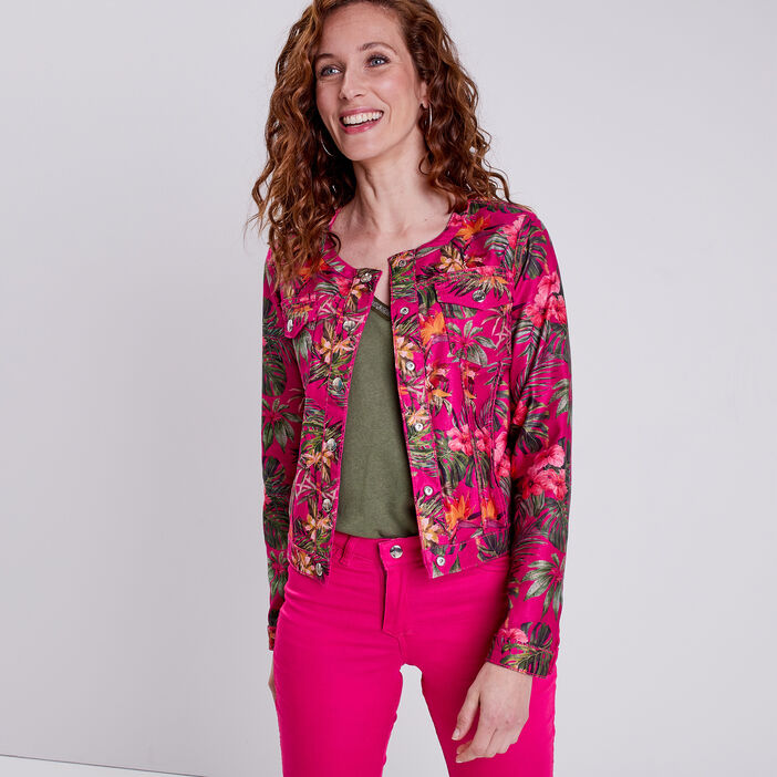 Veste droite réversible rose fushia femme