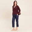 Pull bi-mati&egrave;re col tunisien bordeaux femme