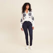 Pantalon léger taille haute long bleu marine femme