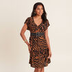 Robe droite manches courtes denim noir femme