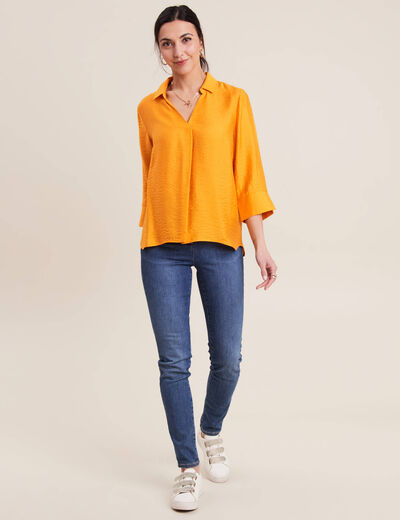Blouse manches 3/4 jaune moutarde femme