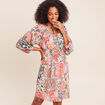 Robe courte &eacute;vas&eacute;e col v manches 3/4 multicolore femme