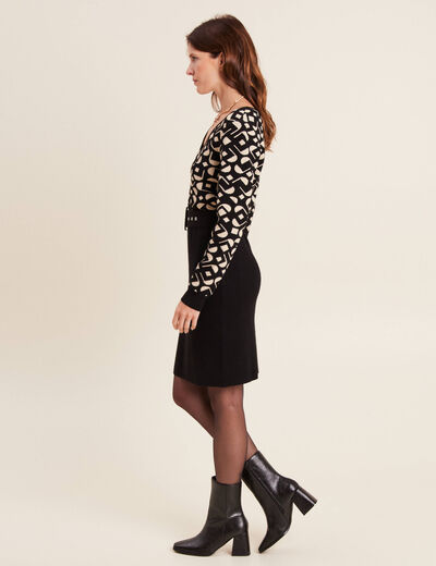 Robe tricot ajust&eacute;e 2-en-1 noir femme