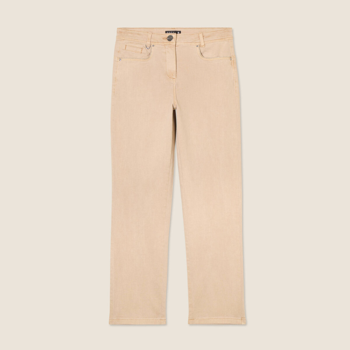 Jean coupe droite 7/8&egrave;me denim beige femme