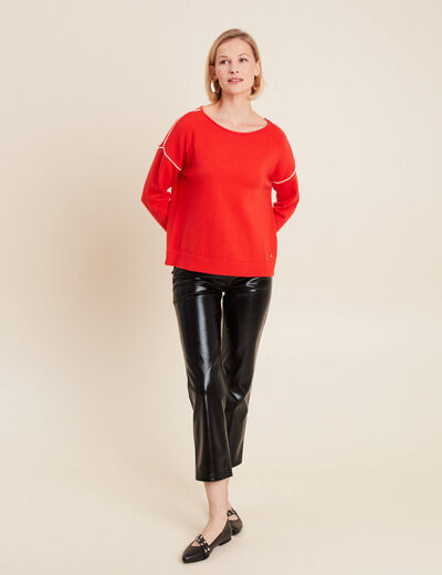 Pull manches longues orange foncé femme