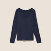 T-shirt ajust&eacute; col v manches longues bleu marine femme