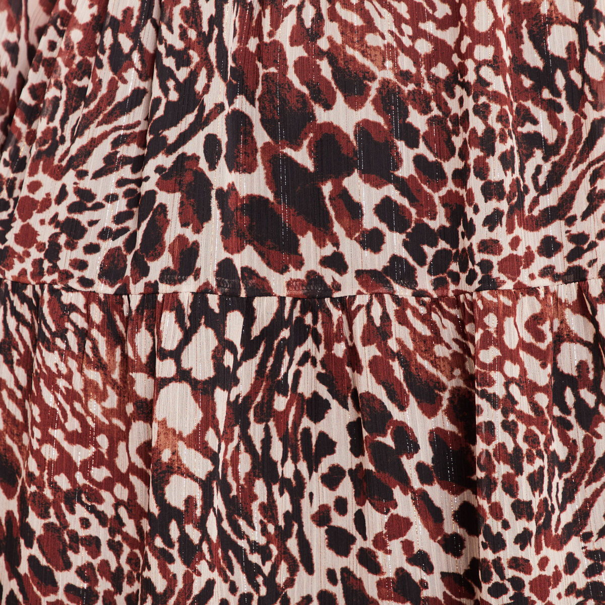 Robe courte &eacute;vas&eacute;e col v manches longues marron femme