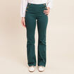 Pantalon coupe bootcut taille haute vert fonc&eacute; femme