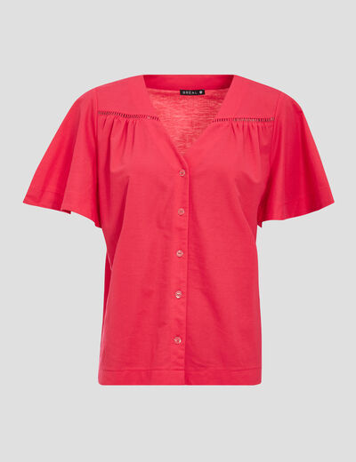 Blouse manches courtes rose fushia femme