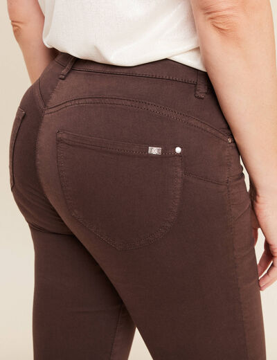 Pantalon léger taille standard 7/8ème marron foncé femme
