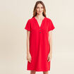 Robe droite manches courtes rouge femme