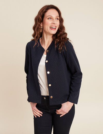 Gilet manches longues bleu foncé femme