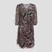 Robe évasée avec plis vert foncé femme