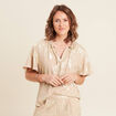 Blouse ample manches courtes beige fonce femme