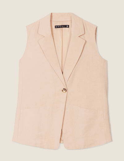 Veste tailleur sans manches beige femme
