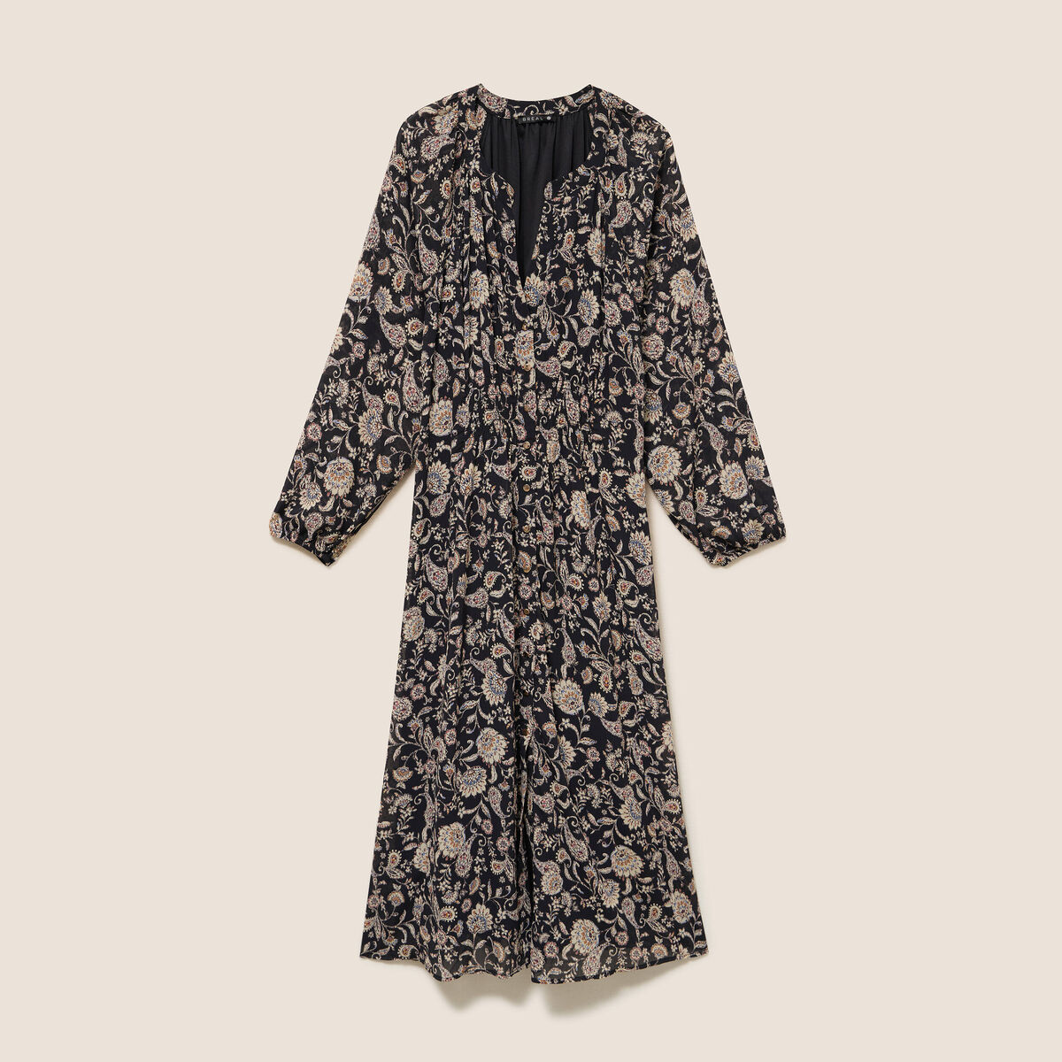 Robe &eacute;vas&eacute;e 3/4 voile col tunisien noir femme
