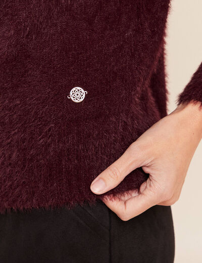 Pull manches longues bordeaux femme
