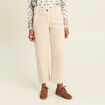 Pantalon large 7/8&egrave;me en velours sable femme