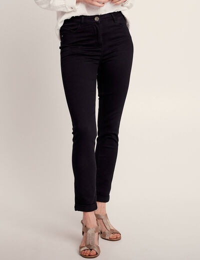 Jean ajusté taille standard 7/8ème noir femme