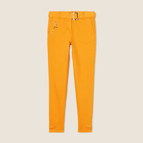 Pantalon ajusté 7/8ème jaune moutarde femme