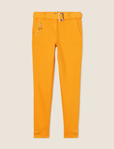 Pantalon ajusté 7/8ème jaune moutarde femme