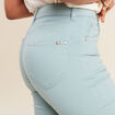 Pantalon droit taille haute 7/8ème bleu canard femme