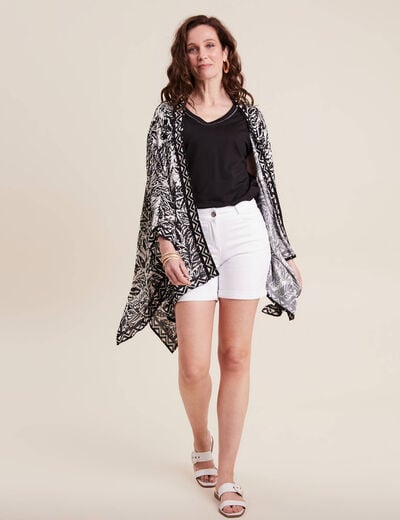 Short droit en jean blanc femme