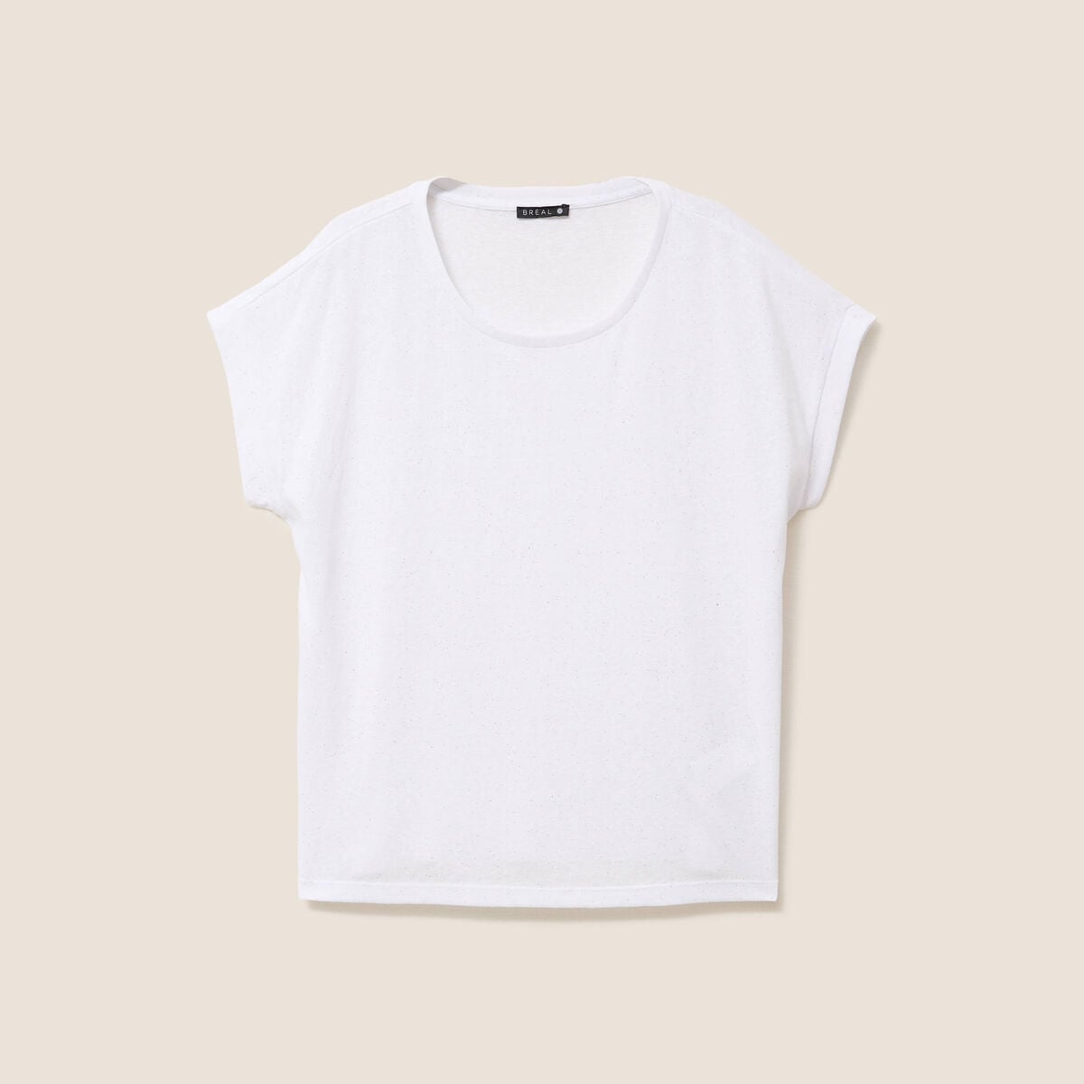 T-shirt &agrave; paillettes manches courtes blanc femme
