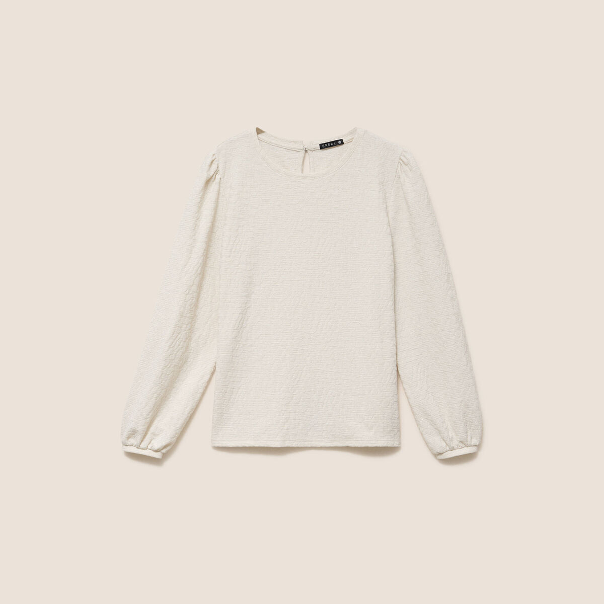 Blouse col rond manches longues ivoire femme