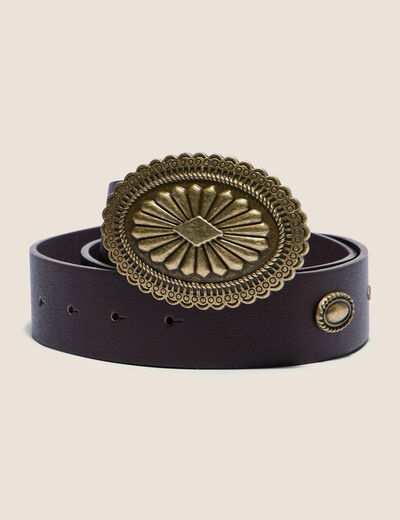 Ceinture large marron foncé femme