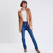 Trench droit effet suédine marron femme